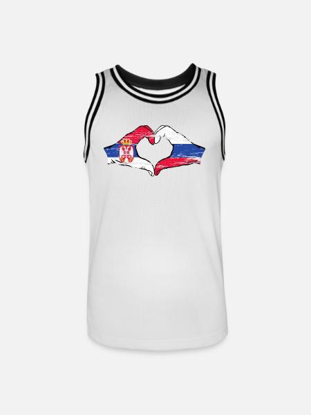 Serbien Russland Flagge Hände Herzform used - Männer Basketball-Trikot - Weiß/Schwarz