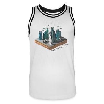 Géométrique low poly - Maillot de basket Homme - blanc/noir - Devant - AI Model Male 185 dark (185cm)