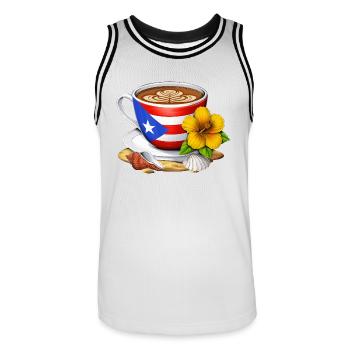 Puerto Rico Kaffee - Männer Basketball-Trikot - Weiß/Schwarz - Vorne - AI Model Male 185 dark (185cm)