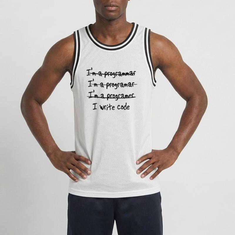 I'm programmer. I write code Men's Basketball Jersey