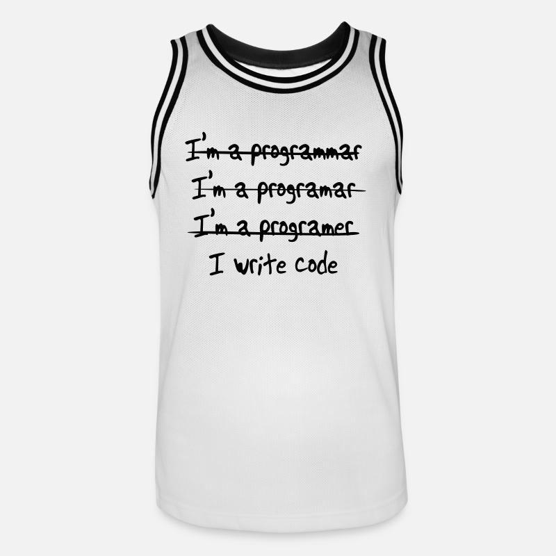 I'm programmer. I write code - Men's Basketball Jersey - white/black