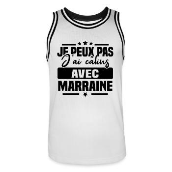Je peux pas j'ai câlins avec marraine - Maillot de basket Homme - blanc/noir - Devant - AI Model Male 185 dark (185cm)
