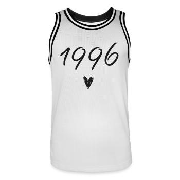 1996 Herzgeburtstag - Männer Basketball-Trikot - Weiß/Schwarz - Vorne - AI Model Male 185 dark (185cm)