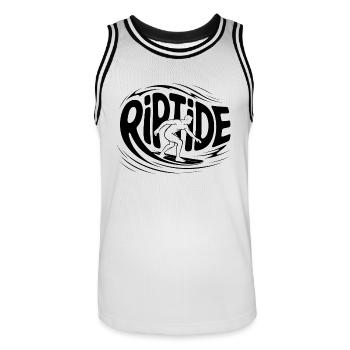 Riptide - Cool Surfer Logo - Men's Basketball Jersey - white/black - Front - AI Model Male 185 dark (185cm)