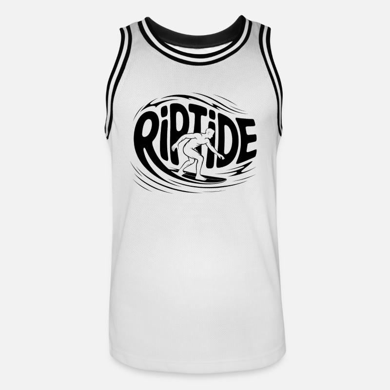 Riptide - Logo de surfeur cool - Maillot de basket Homme - blanc/noir