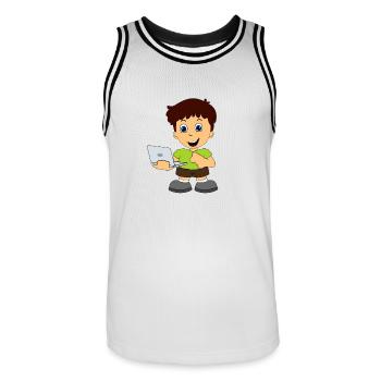 Nerd informatique Internet - Maillot de basket Homme - blanc/noir - Devant - AI Model Male 185 dark (185cm)