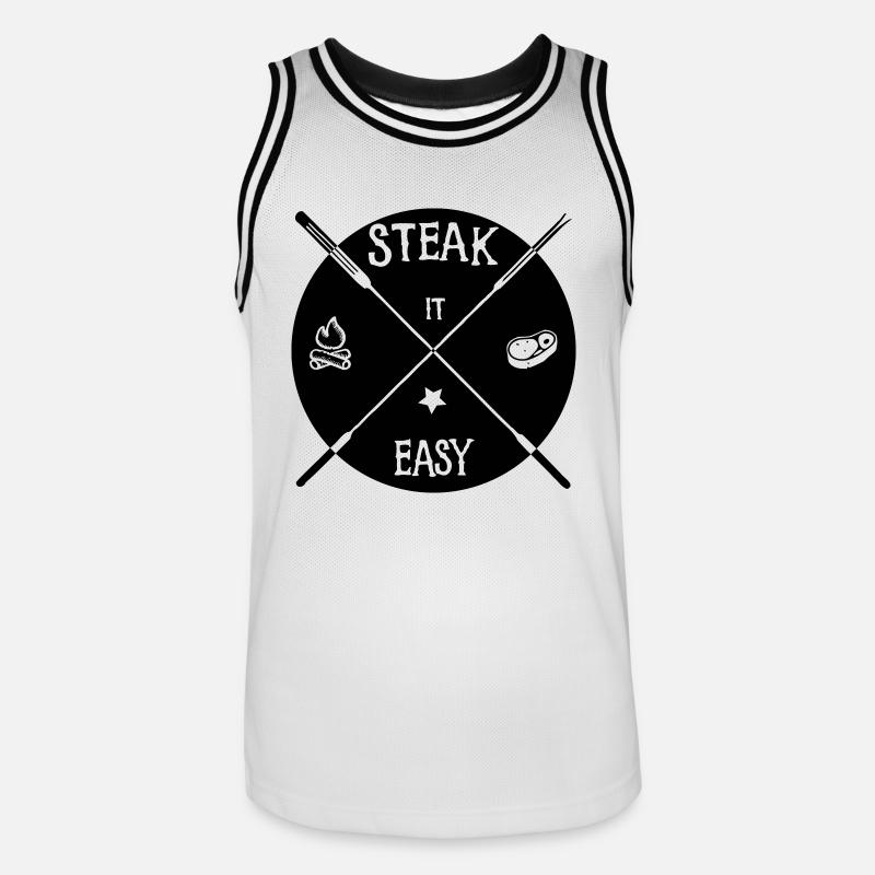 steak it easy_solid - Männer Basketball-Trikot - Weiß/Schwarz