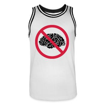 no brains allowed - Men's Basketball Jersey - white/black - Front - AI Model Male 185 dark (185cm)