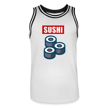 3 Sushi Rollen - Männer Basketball-Trikot - Weiß/Schwarz - Vorne - AI Model Male 185 dark (185cm)