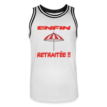 Enfin retraité !!! - Men's Basketball Jersey - white/black - Front - AI Model Male 185 dark (185cm)
