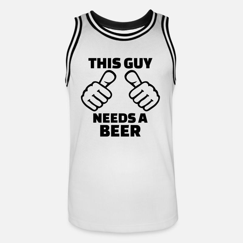 This guy needs a beer - Männer Basketball-Trikot - Weiß/Schwarz