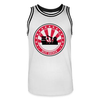 Hafenarbeiter / dock / docker / hafen / Boot - Männer Basketball-Trikot - Weiß/Schwarz - Vorne - AI Model Male 185 dark (185cm)