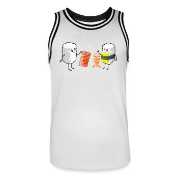 Sushi Shopping - Männer Basketball-Trikot - Weiß/Schwarz - Vorne - AI Model Male 185 dark (185cm)