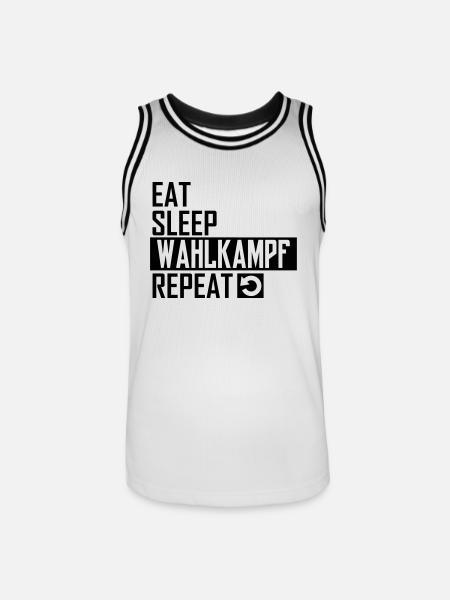 eat sleep wahlkampf repeat - Männer Basketball-Trikot - Weiß/Schwarz