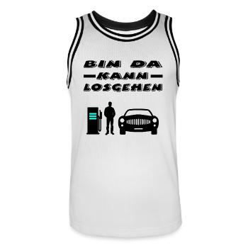 Auto - Männer Basketball-Trikot - Weiß/Schwarz - Vorne - AI Model Male 185 dark (185cm)