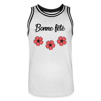 BONNE FÊTE. FÊTE DES MÈRES. FÊTE DES PÈRES. FÊTE - Maillot de basket Homme - blanc/noir - Devant - AI Model Male 185 dark (185cm)