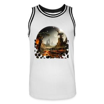 Le rêve de l’humanité d’explorer des mondes lointains - Maillot de basket Homme - blanc/noir - Devant - AI Model Male 185 dark (185cm)