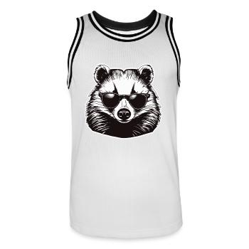 Dachs / Nagetier / Tier / Streifen / Wild - Männer Basketball-Trikot - Weiß/Schwarz - Vorne - AI Model Male 185 dark (185cm)