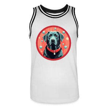 Labrador Retriever Hund Weihnachten, Liebe Hunde - Männer Basketball-Trikot - Weiß/Schwarz - Vorne - AI Model Male 185 dark (185cm)