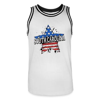 South Carolina - USA - United States of America - Männer Basketball-Trikot - Weiß/Schwarz - Vorne - AI Model Male 185 dark (185cm)