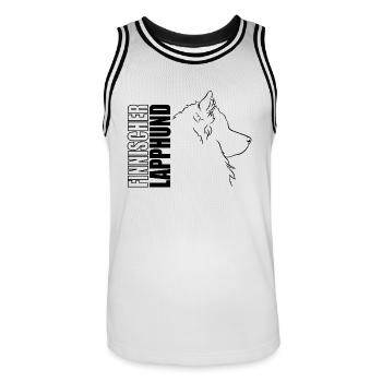 Finnischer Lapphund Profil Hunde Hund Wilsigns - Männer Basketball-Trikot - Weiß/Schwarz - Vorne - AI Model Male 185 dark (185cm)