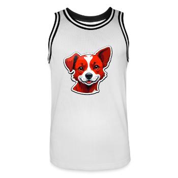 Happy dog - Men's Basketball Jersey - white/black - Front - AI Model Male 185 dark (185cm)