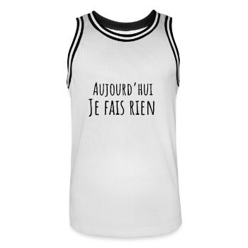 aujourd hui je fais rien - idée cadeau drôle - Maillot de basket Homme - blanc/noir - Devant - AI Model Male 185 dark (185cm)