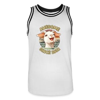 awesome Since 1932-cadeau anniversaire humour 1932 - Maillot de basket Homme - blanc/noir - Devant - AI Model Male 185 dark (185cm)