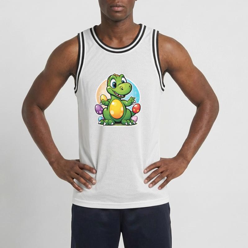Dinosaur Easter Eggs Easter Men's Basketball Jersey