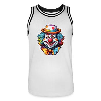 Clown / Zirkus / Fasching / Karneval / verspielt - Männer Basketball-Trikot - Weiß/Schwarz - Vorne - AI Model Male 185 dark (185cm)