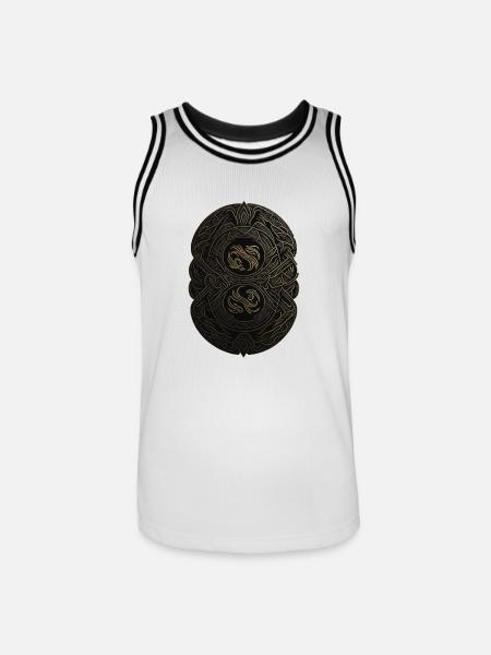 Maya Schwarz-Gold-Monogramm - Männer Basketball-Trikot - Weiß/Schwarz