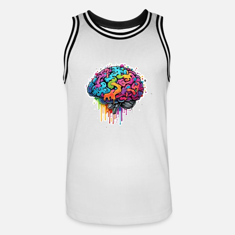 Brain / Knowledge / Intelligence / Smart / Thinking - Men's Basketball Jersey - white/black