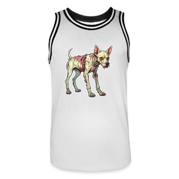 Illustration de chien zombie - Maillot de basket Homme - blanc/noir - Devant - AI Model Male 185 dark (185cm)