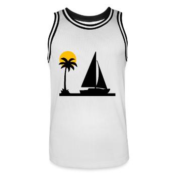 Segeln - Männer Basketball-Trikot - Weiß/Schwarz - Vorne - AI Model Male 185 dark (185cm)