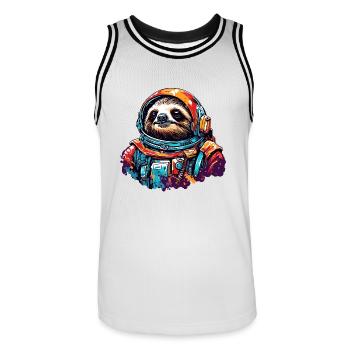 Astronaut / Weltall / Tier / Faultier / Raumschiff - Männer Basketball-Trikot - Weiß/Schwarz - Vorne - AI Model Male 185 dark (185cm)