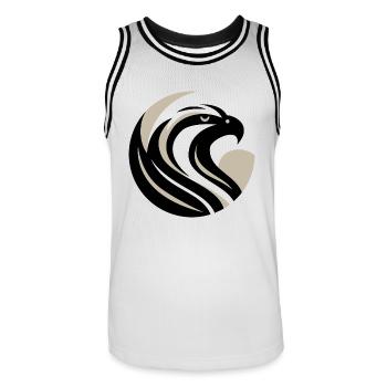 Stylized Eagle Head - Men's Basketball Jersey - white/black - Front - AI Model Male 185 dark (185cm)