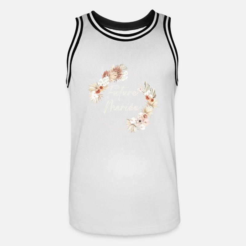 Future mariée couronne fleurs Boho - Maillot de basket Homme - blanc/noir