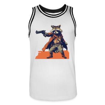 raccoon gunslinger - Men's Basketball Jersey - white/black - Front - AI Model Male 185 dark (185cm)