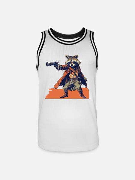 raccoon gunslinger - Men's Basketball Jersey - white/black
