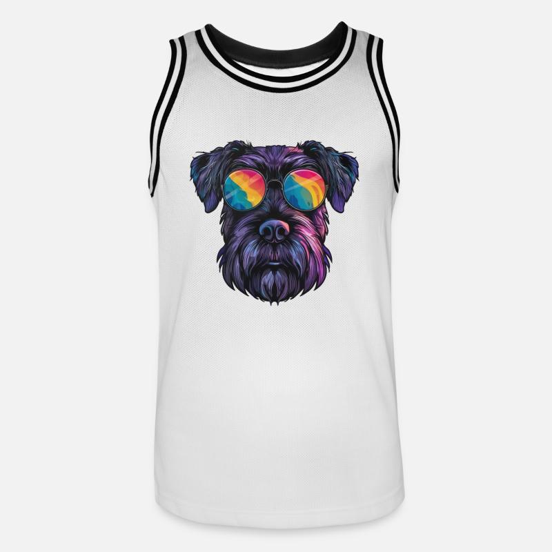 Schnauzer Géant, Schnauzer Géant, Chien - Maillot de basket Homme - blanc/noir