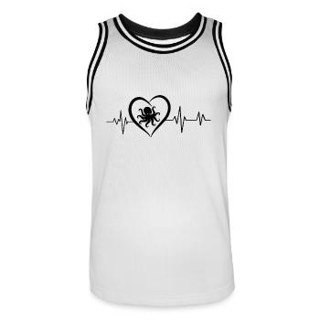 Oktopus-Herzschlag - Männer Basketball-Trikot - Weiß/Schwarz - Vorne - AI Model Male 185 dark (185cm)