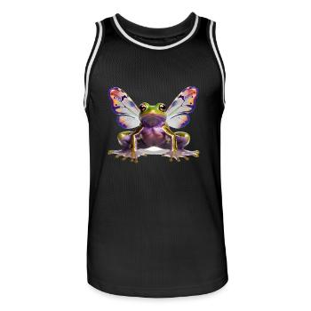 Grenouille papillon psychédélique de Goa - Maillot de basket Homme - noir/blanc - Devant - AI Model Male 185 dark (185cm)