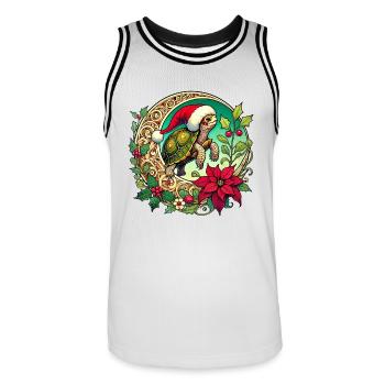 Christmas Turtle - Men's Basketball Jersey - white/black - Front - AI Model Male 185 dark (185cm)