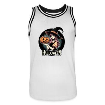 Bonne sorcière d’Halloween - Maillot de basket Homme - blanc/noir - Devant - AI Model Male 185 dark (185cm)