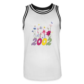 Année de naissance 2000 fleurs sauvages - Maillot de basket Homme - blanc/noir - Devant - AI Model Male 185 dark (185cm)
