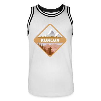 Natur Kunlun - Männer Basketball-Trikot - Weiß/Schwarz - Vorne - AI Model Male 185 dark (185cm)