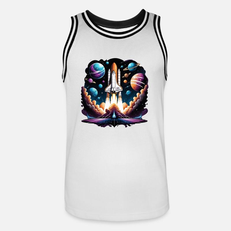 Rocket Astronaut Space Gift SpaceShuttle - Men's Basketball Jersey - white/black
