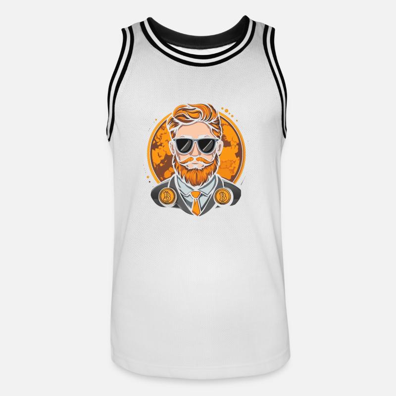 Bitcoin Hipster - Maglia da basket per uomo - bianco/nero