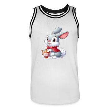 Kaninchen 12 - Männer Basketball-Trikot - Weiß/Schwarz - Vorne - AI Model Male 185 dark (185cm)