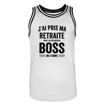 Funny Man Retirement Gift Idea for a Mar - Men's Basketball Jersey - white/black - Front - AI Model Male 185 dark (185cm)